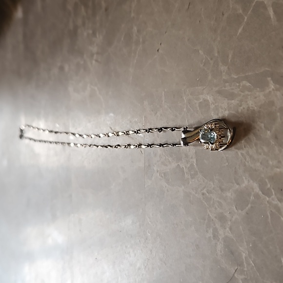 AMAZING BLUE TOPAZ TEARDROP ASJ 925 SILVER FILIGRE ORIGINAL CABLE CHAIN NECKLACE - Picture 2 of 9